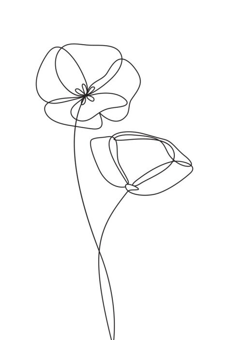 Sticker  Fleurs de pavot noir et blanc