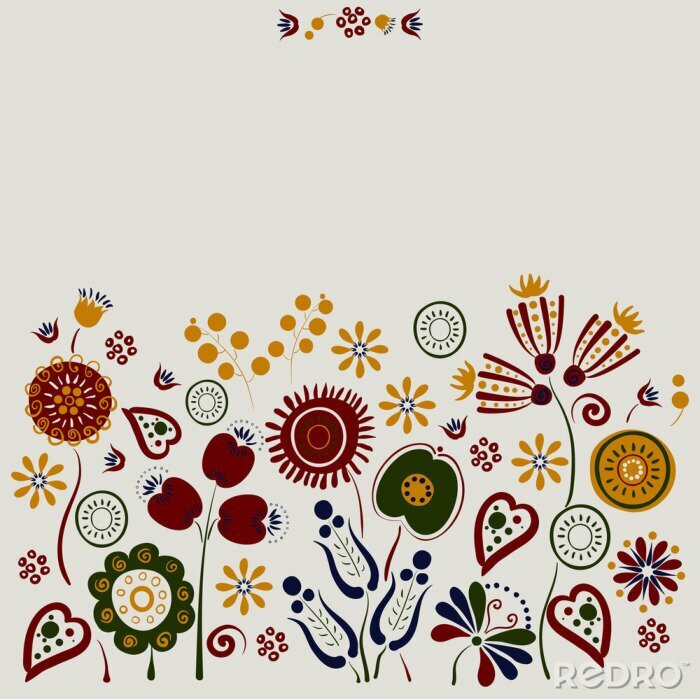 Sticker  Fleurs de style folklorique