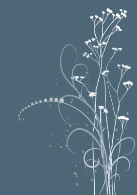 Sticker  Fleurs des champs sur fond bleu