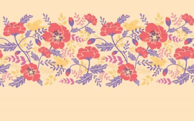 Sticker  Fleurs des champs sur un ornement folklorique