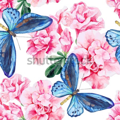 Sticker  Fleurs et papillons peints