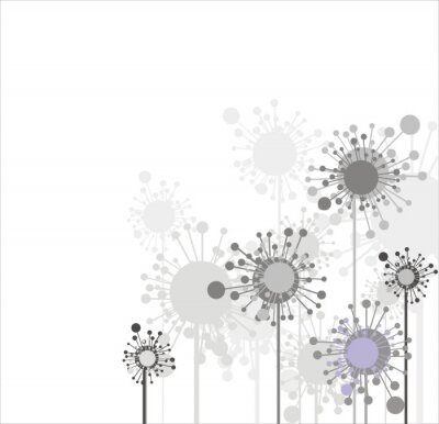 Sticker  Fleurs grises sur fond blanc