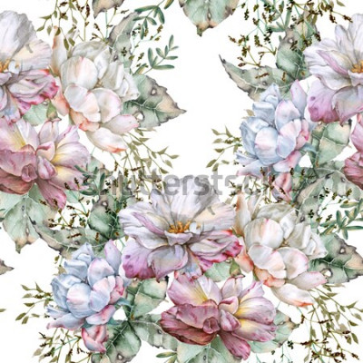 Sticker  Fleurs luxuriantes aux couleurs pastel