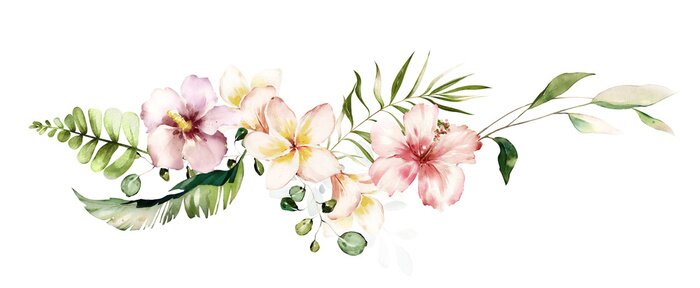 Sticker  Fleurs pastel sur fond blanc