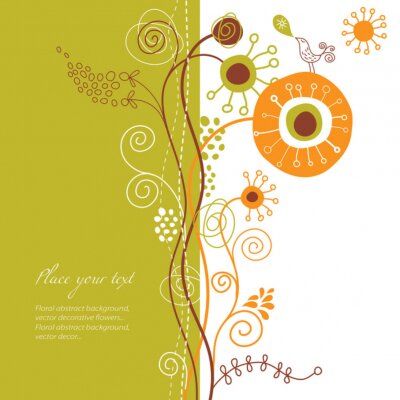 Sticker  Fleurs pour enfants sur une illustration colorée