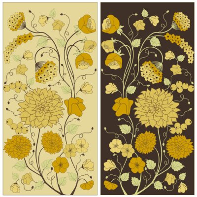 Sticker  Fleurs rétro en deux rectangles