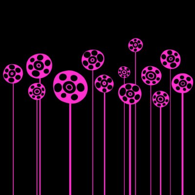 Sticker  Fleurs roses sur fond noir