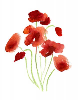 Fleurs rouges peintes avec de la peinture