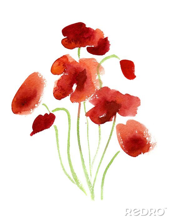Sticker  Fleurs rouges peintes avec de la peinture