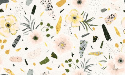 Sticker  Fleurs sur fond de terrazzo