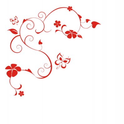 Sticker  Fleurs sur un ornement rouge