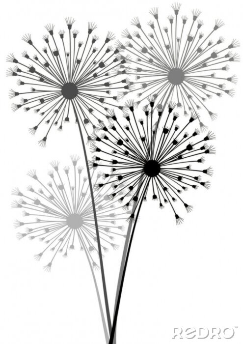Sticker  Fleurs sur une illustration en noir et blanc