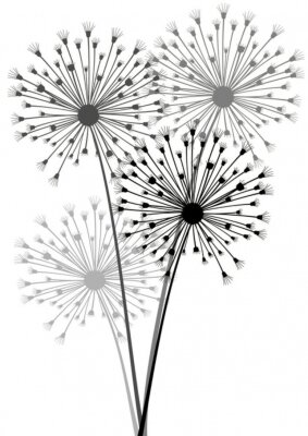 Sticker  Fleurs sur une illustration en noir et blanc