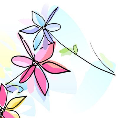 Sticker  Fleurs sur une illustration minimaliste
