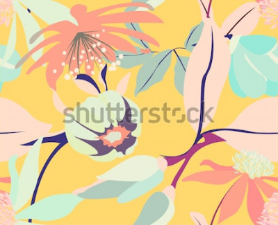 Sticker  Fleurs sur une illustration moderne
