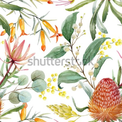 Sticker  Fleurs tropicales et branches feuillues