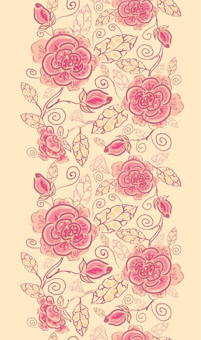 Sticker  Fleurs vintage sur fond beige