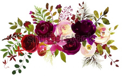 Sticker  Fleurs vintage sur un arrangement de roses