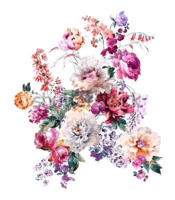 Sticker  Fleurs vintage sur une composition romantique