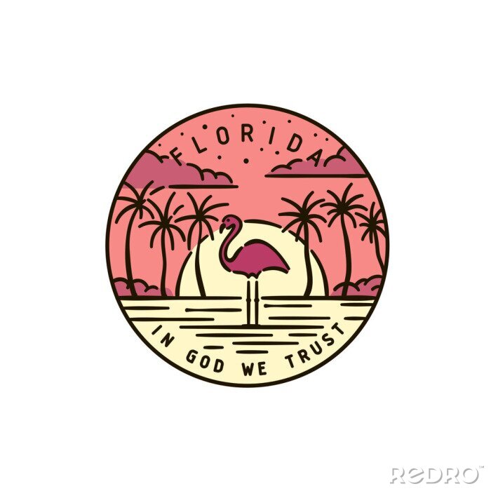 Sticker  Florida Flamingo Sunset