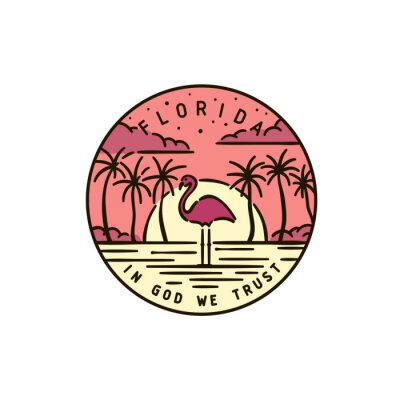 Sticker  Florida Flamingo Sunset