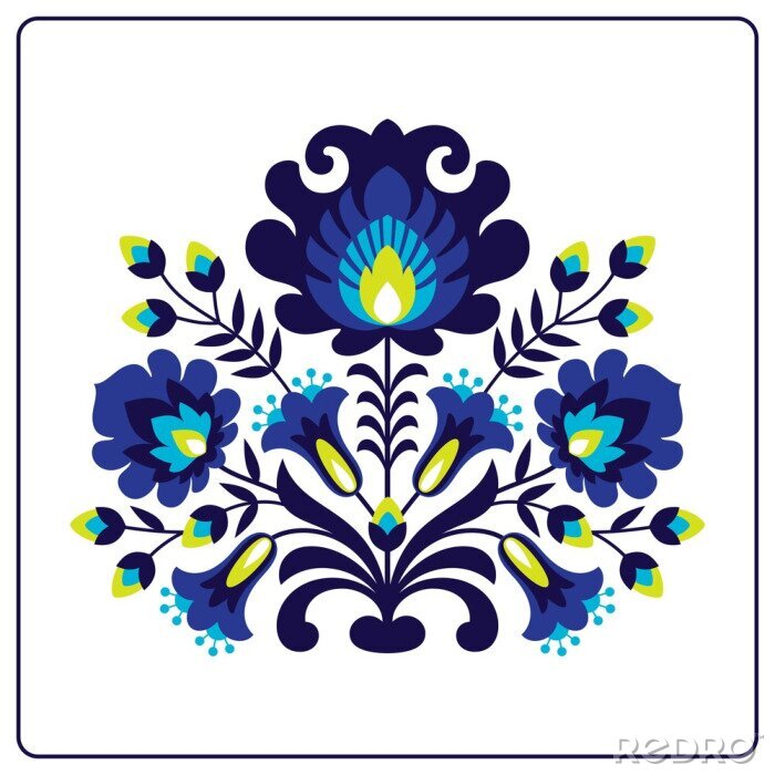 Sticker  Folk papier découpé - Fleurs