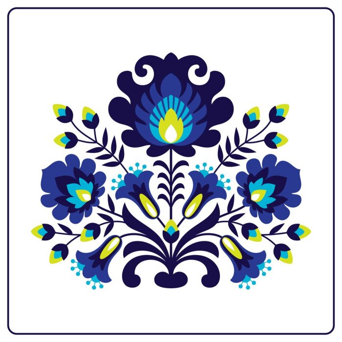 Sticker  Folk papier découpé - Fleurs