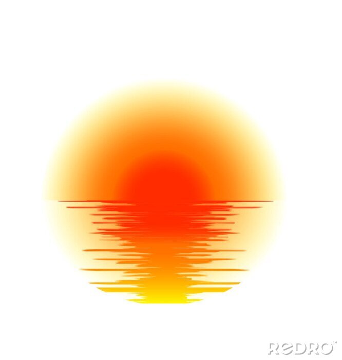 Sticker  Fond blanc et coucher de soleil