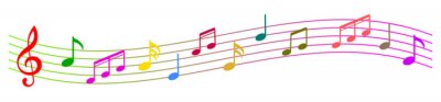 Sticker  Fond de notes de musique colorée, notes de musique - stock vector