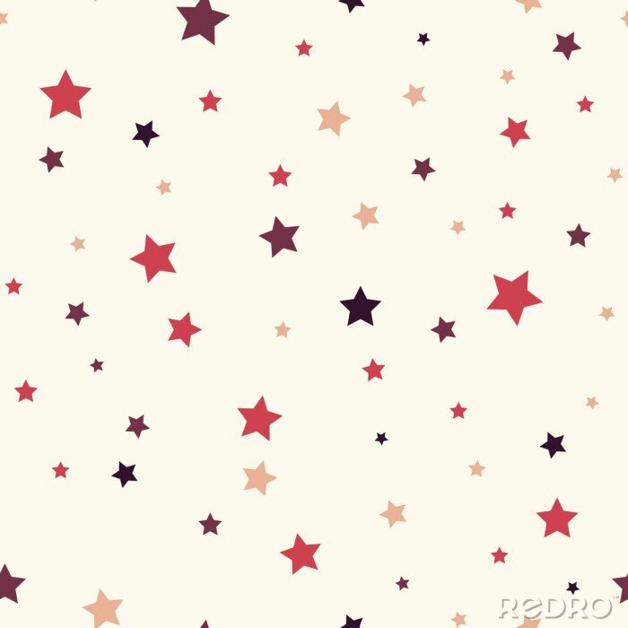 Sticker  Fond transparent avec des étoiles colorées. Motif vectoriel sans couture avec des étoiles colorées de différentes tailles sur fond blanc.