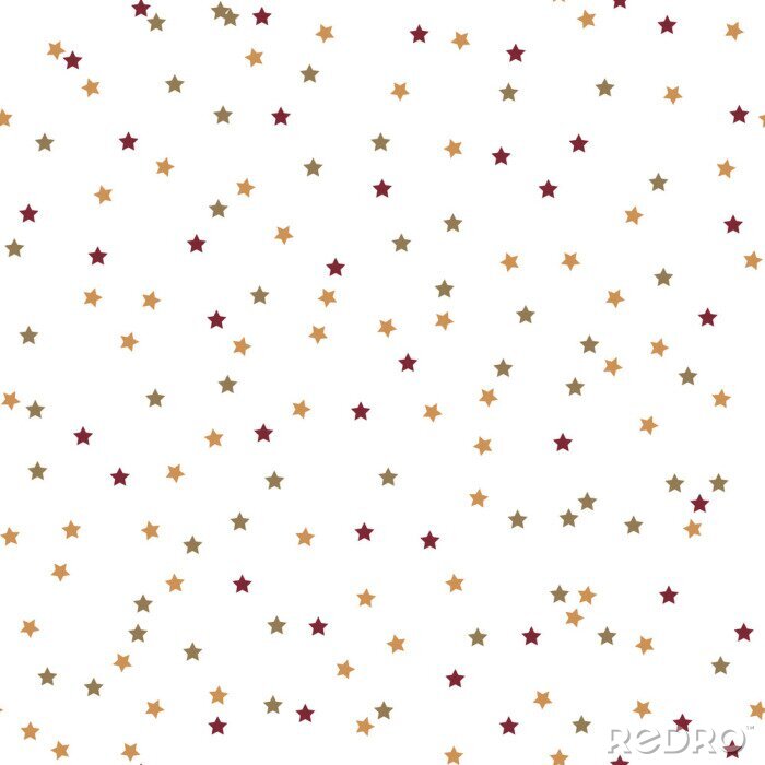 Sticker  Fond transparent avec des étoiles colorées. Motif vectoriel sans couture avec des étoiles colorées de différentes tailles sur fond blanc.