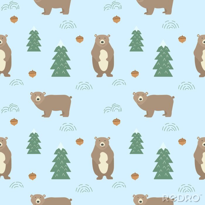 Sticker  Fond transparent avec des ours mignons. Style de dessin animé.