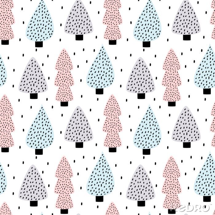 Sticker  Forêt colorée de style scandinave