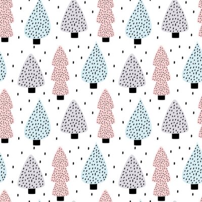 Papier peint à motif  Forêt colorée de style scandinave