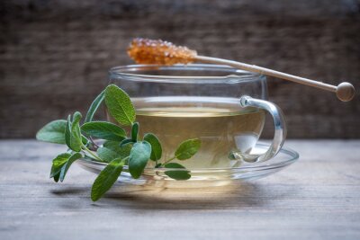 Sticker  Fraîchement moulu thé de sauge avec Kandiszuckerstange