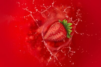 Sticker  Fraise, éclaboussure, jus, liquide, rouge
