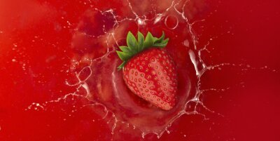 Sticker  Fraise, éclaboussure, rouges, jus, liquide