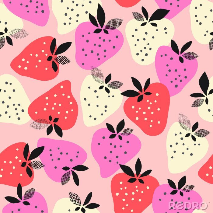 Sticker  Fraise en trois couleurs