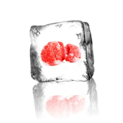 Sticker  Framboises dans le bloc de glace