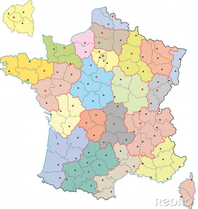 Sticker  Frankreich, Région, Département