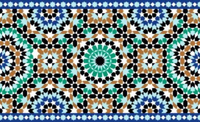 Sticker  Frontière sans couture du Maroc. Conception islamique traditionnelle. Élément de décoration de mosquée.