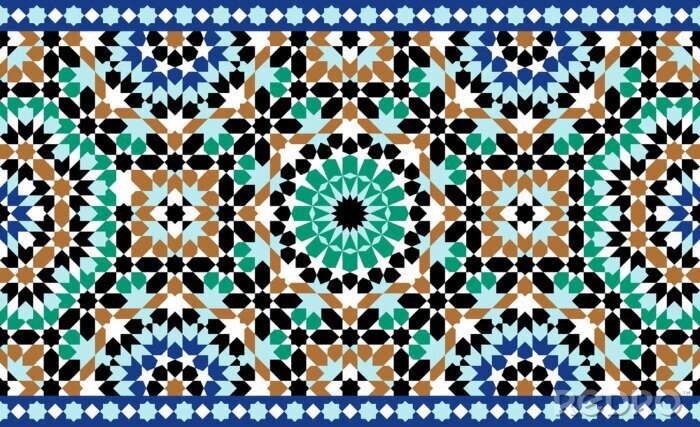 Sticker  Frontière sans couture du Maroc. Conception islamique traditionnelle. Élément de décoration de mosquée.