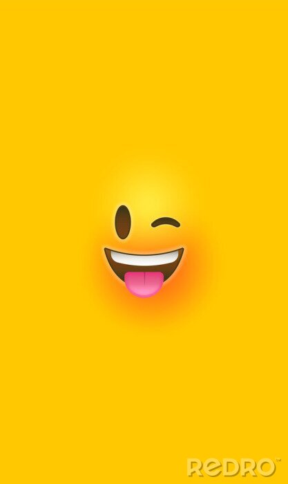 Sticker  Fun wink yellow 3d smiley face vertical background