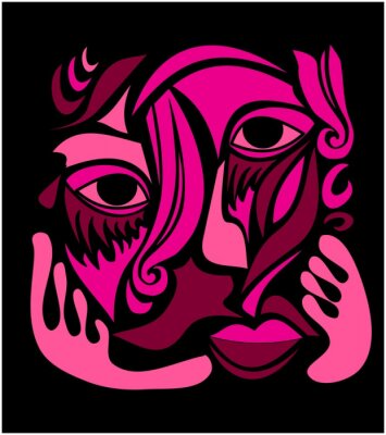 Sticker  Funky Art abstrait Visage