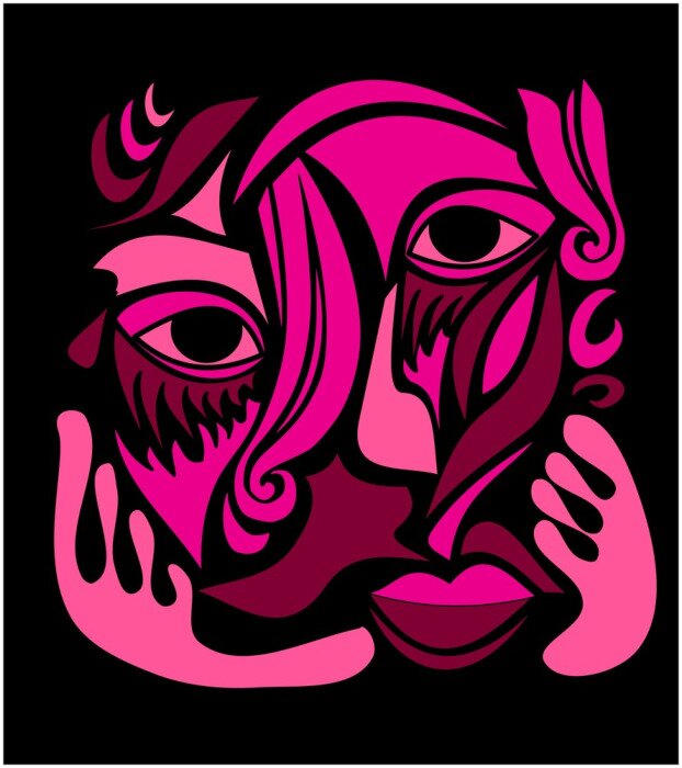 Sticker  Funky Art abstrait Visage