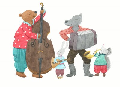 Sticker  Funny groupe musical d'animaux