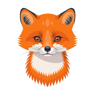 Sticker  Funny Red Fox Portrait on White