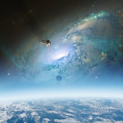 Galaxie et navette spatiale