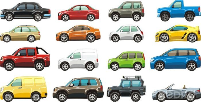 Sticker  Gamme colorée de différents modèles de voitures