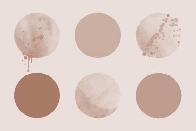 Sticker  Geometric Abstract Set of Circles, aesthetic beige contemporary background, mid century modern design.